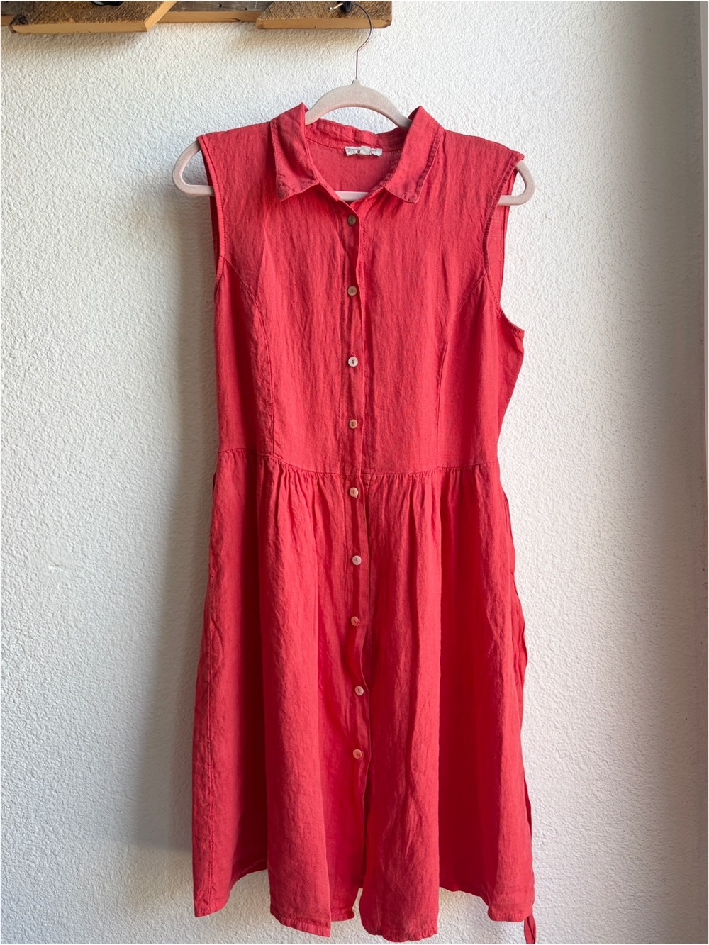 Marisa & Marie Tomato Red Linen Midi Dress Large